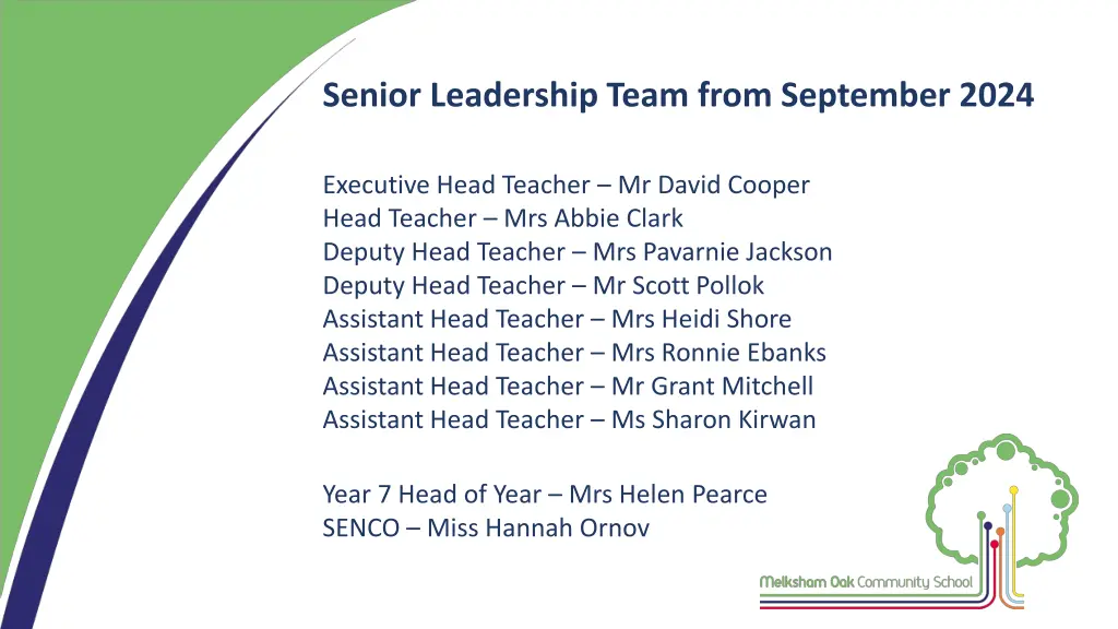 senior leadership team from september 2024
