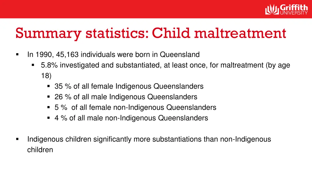 summary statistics child maltreatment