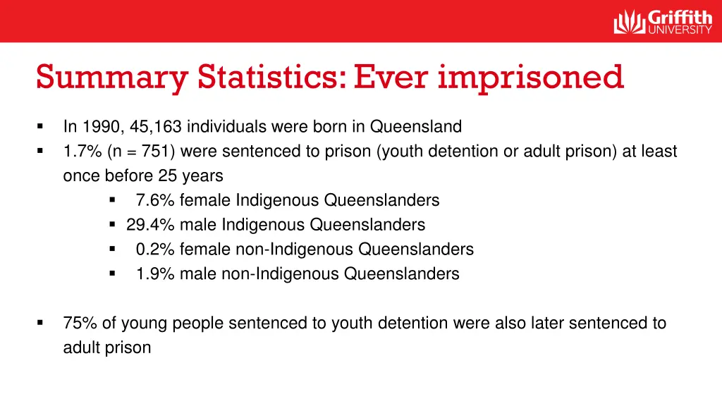 summary statistics ever imprisoned