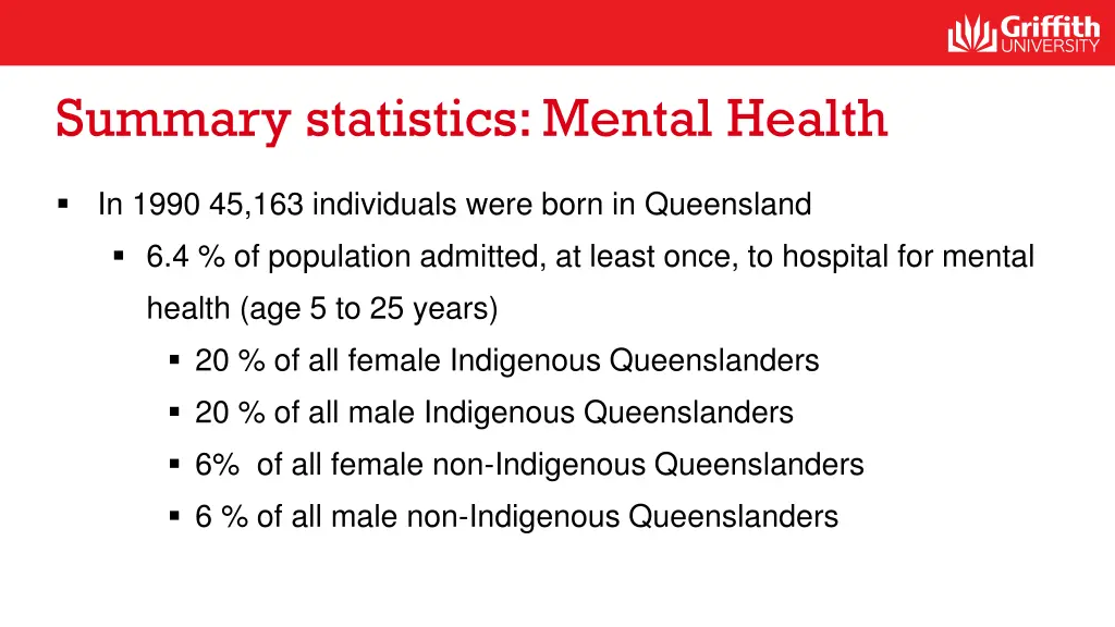 summary statistics mental health