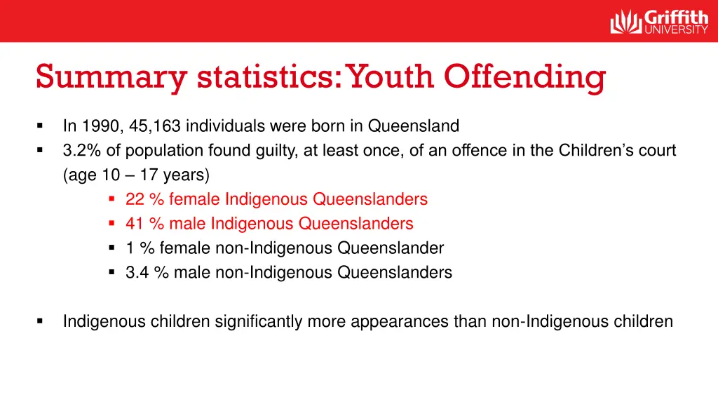 summary statistics youth offending 1