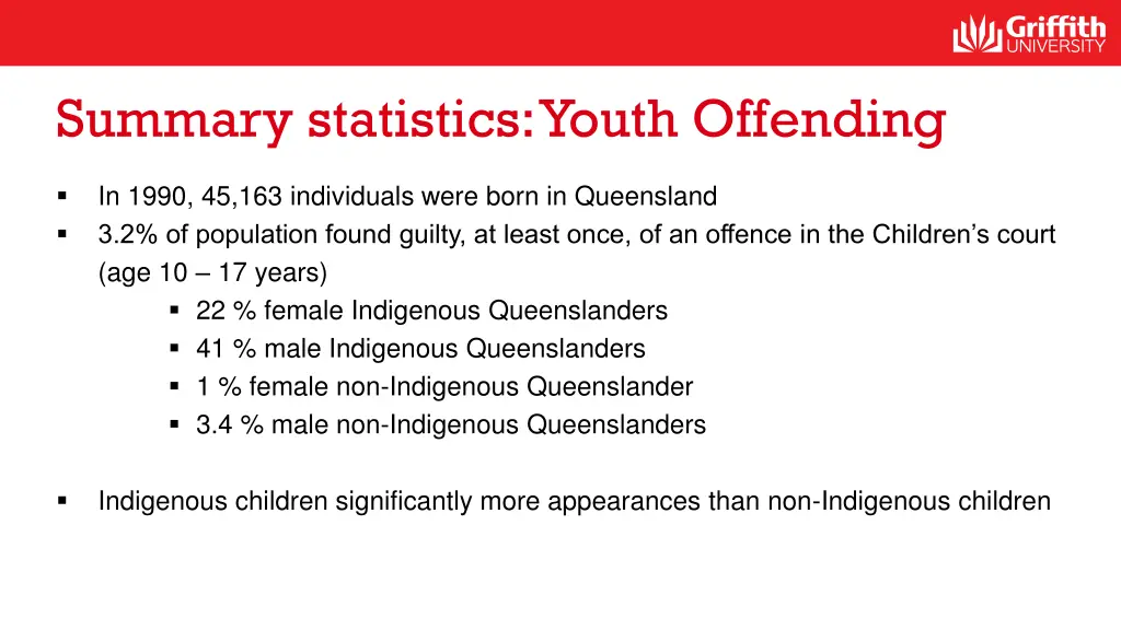 summary statistics youth offending