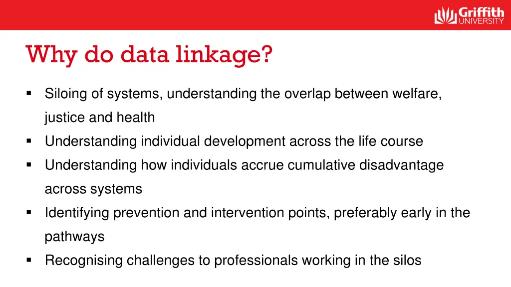why do data linkage
