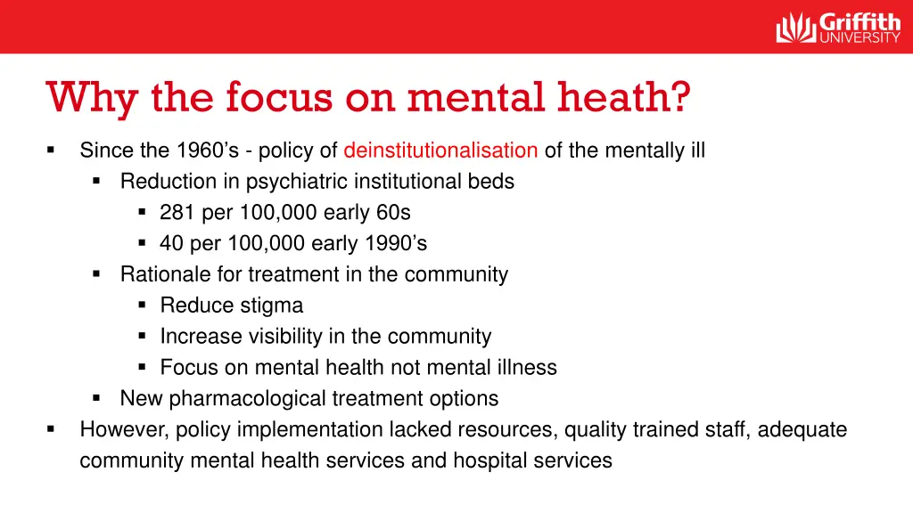why the focus on mental heath