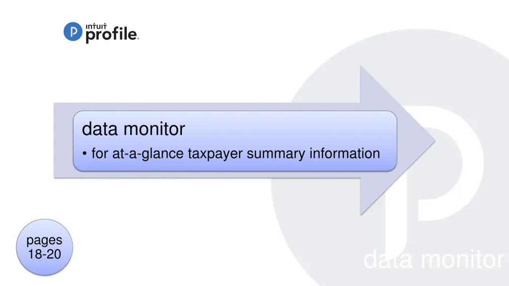 data monitor for at a glance taxpayer summary