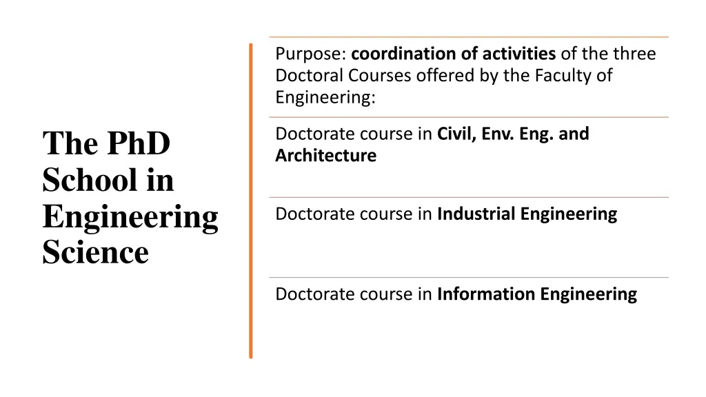 purpose coordination of activities of the three