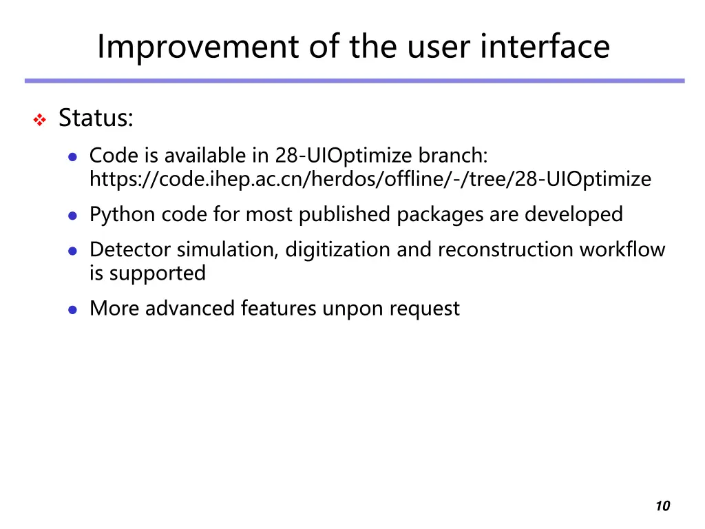 improvement of the user interface 2