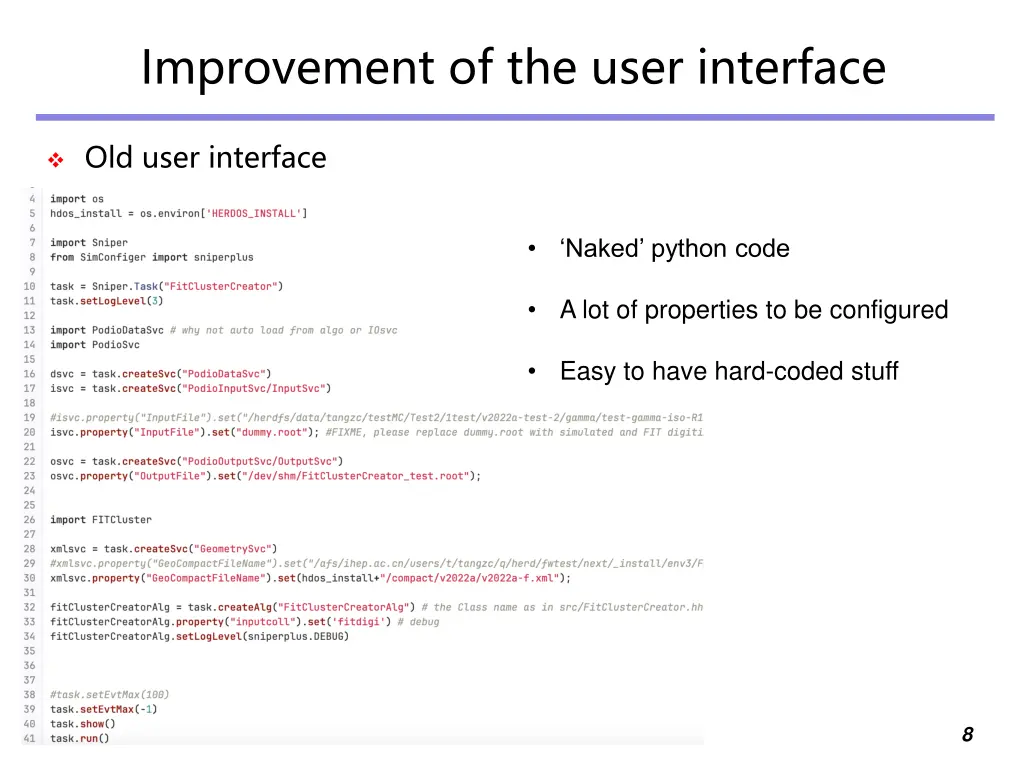 improvement of the user interface