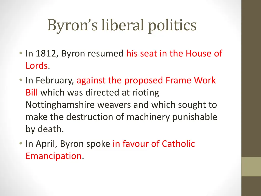 byron s liberal politics