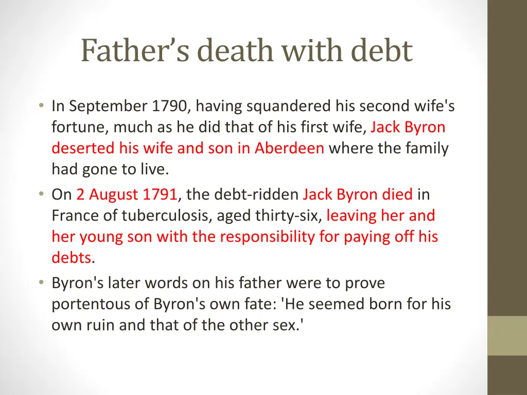 father s death with debt