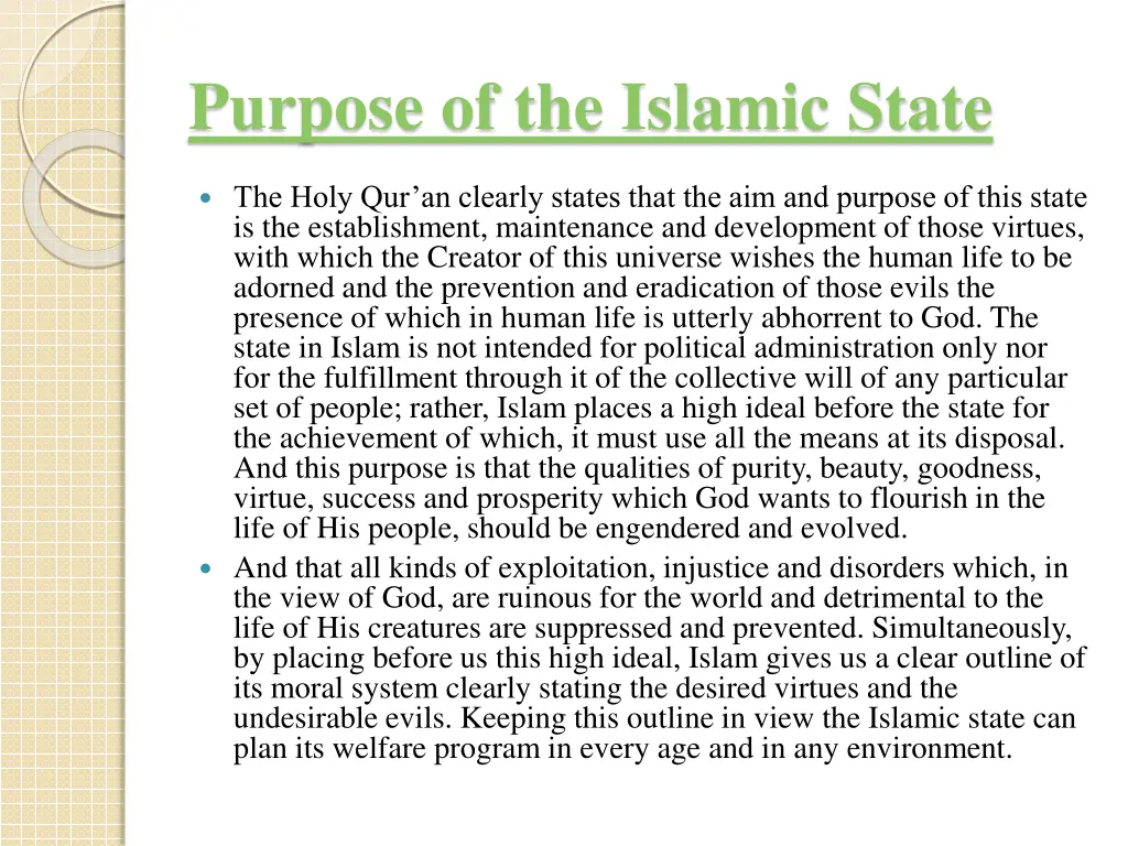 purpose of the islamic state