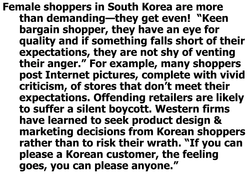 female shoppers in south korea are more than