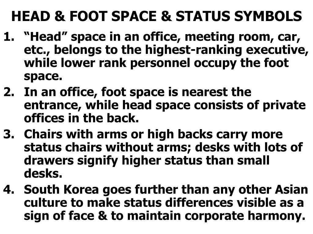 head foot space status symbols 1 head space