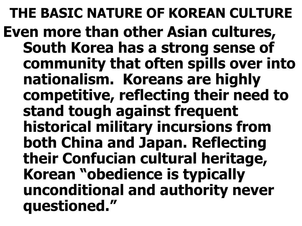 the basic nature of korean culture even more than
