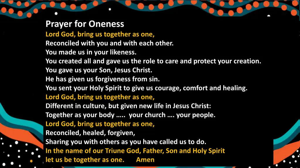 prayer for oneness lord god bring us together
