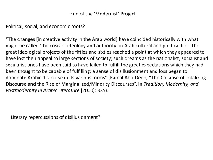 end of the modernist project