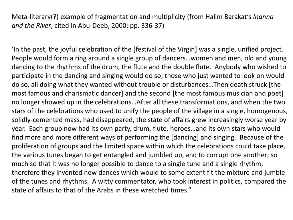 meta literary example of fragmentation