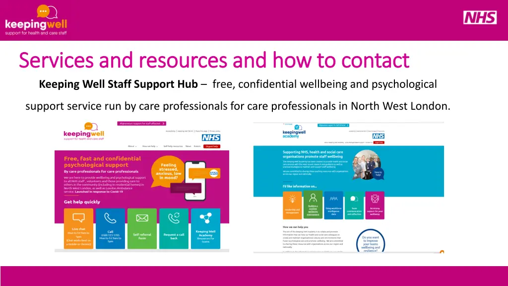 services and resources and how to contact