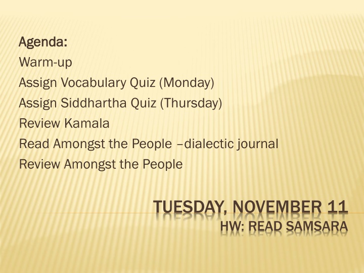agenda agenda warm up assign vocabulary quiz