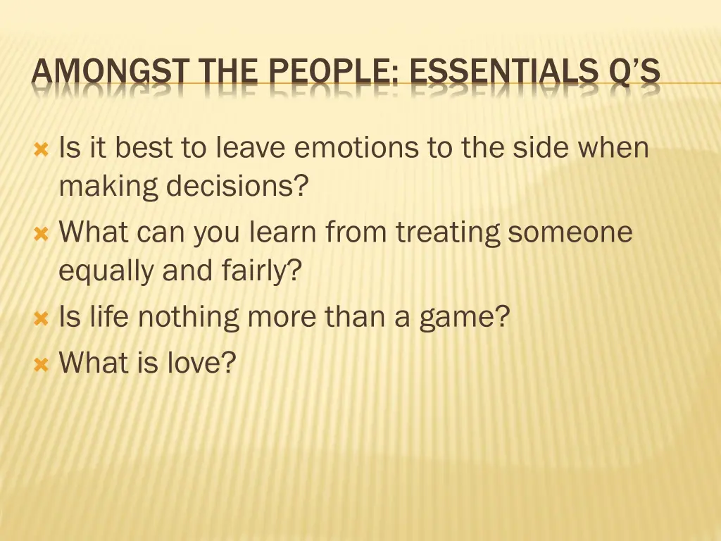 amongst the people essentials q s