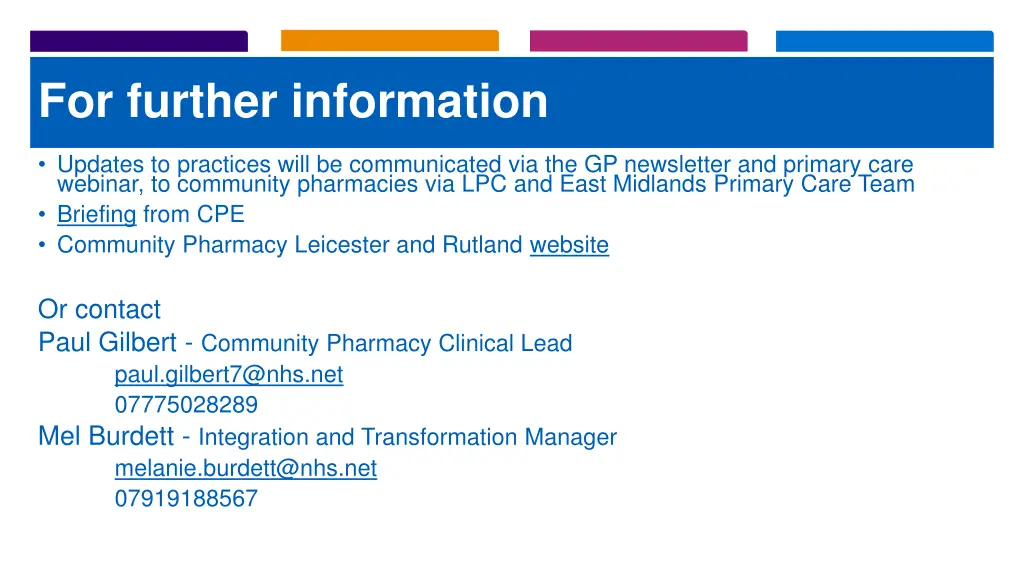 for further information