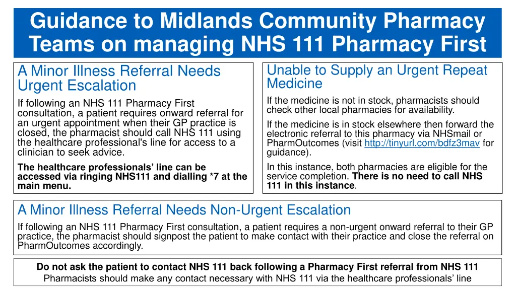 guidance to midlands community pharmacy teams