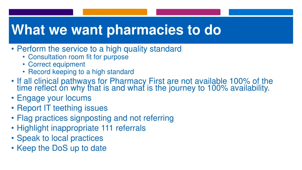 what we want pharmacies to do
