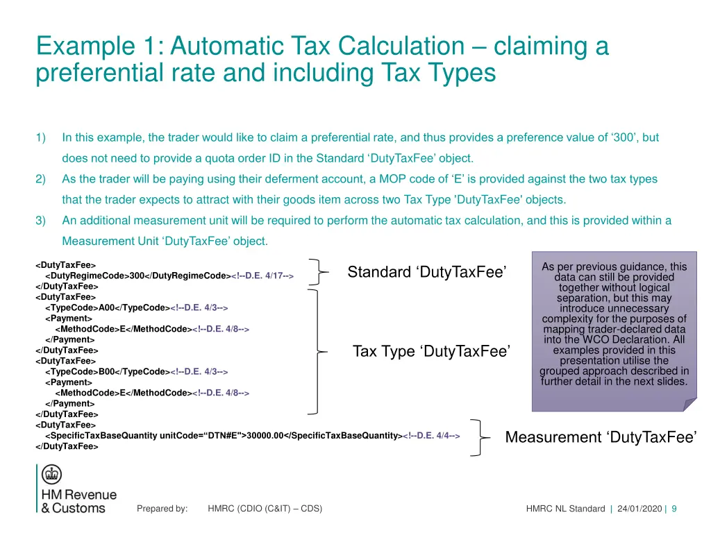 example 1 automatic tax calculation claiming
