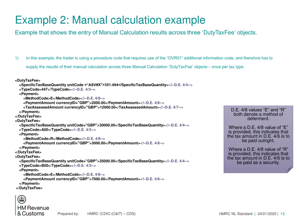 example 2 manual calculation example