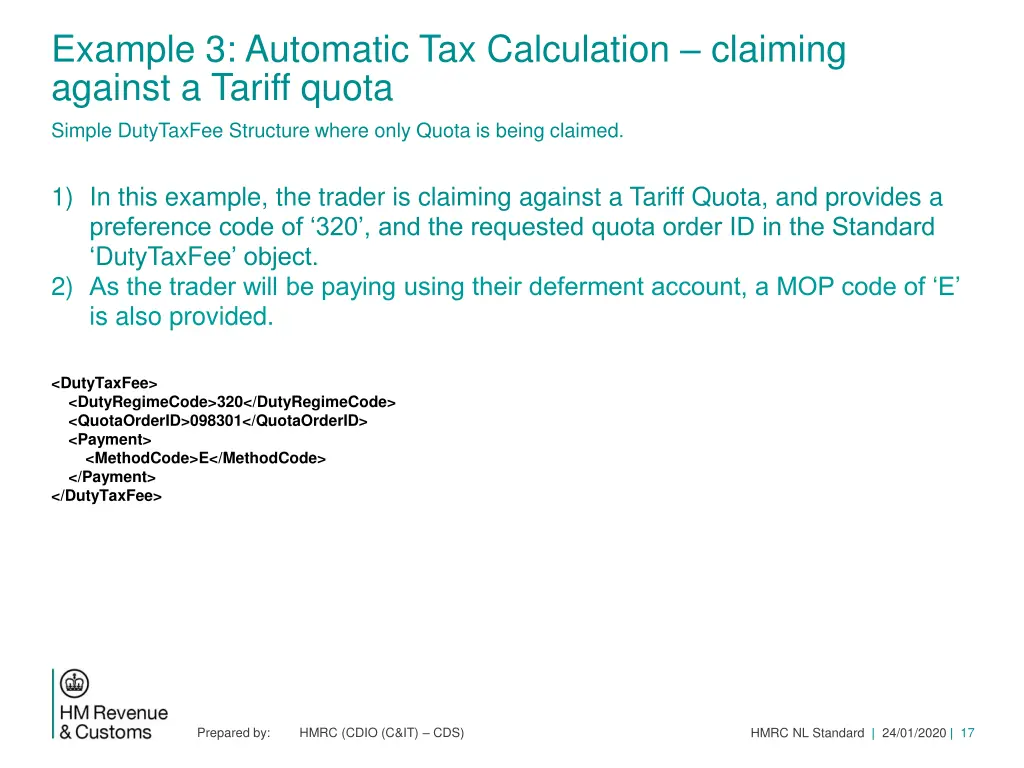 example 3 automatic tax calculation claiming