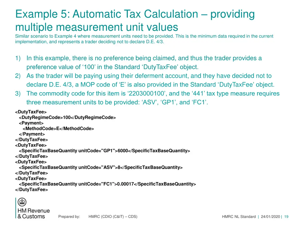 example 5 automatic tax calculation providing