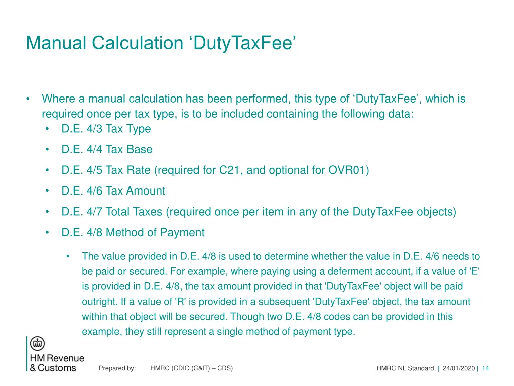 manual calculation dutytaxfee