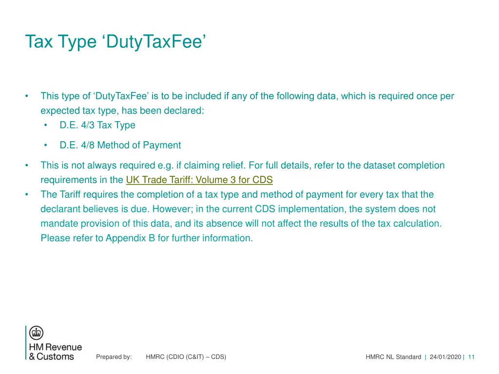 tax type dutytaxfee