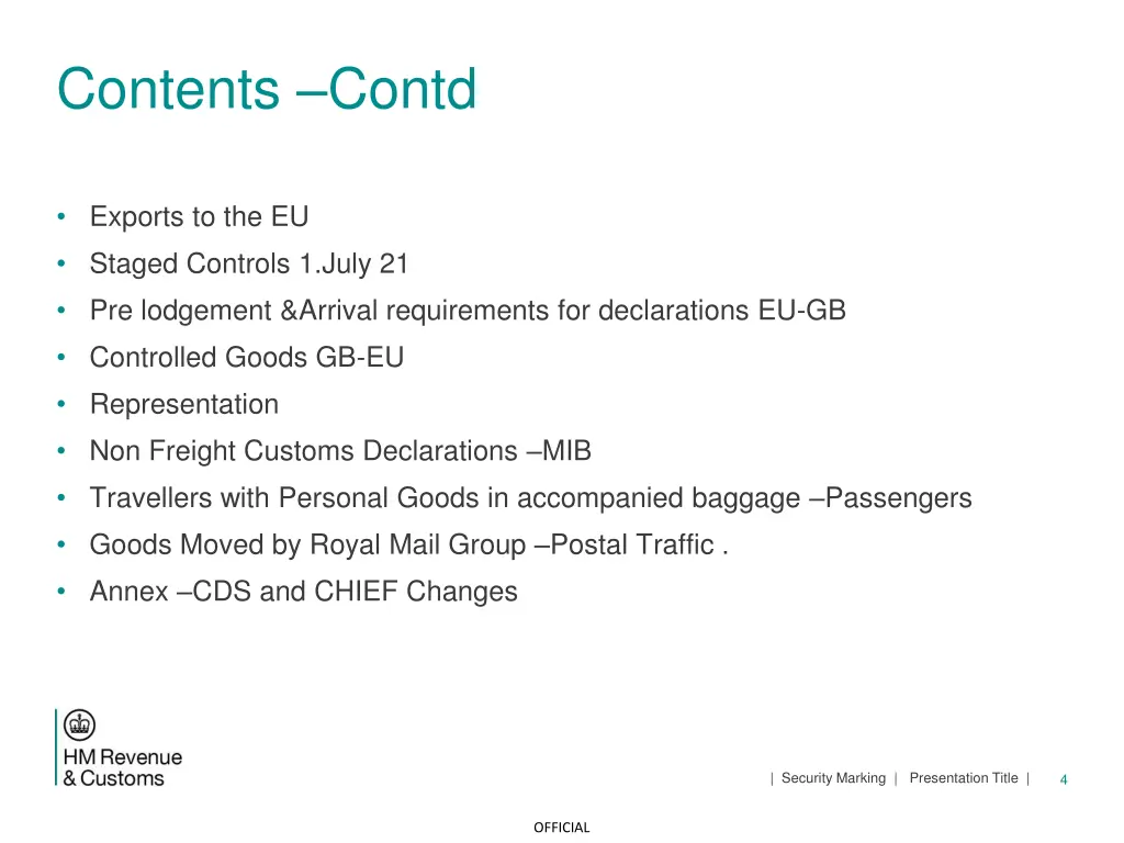 contents contd