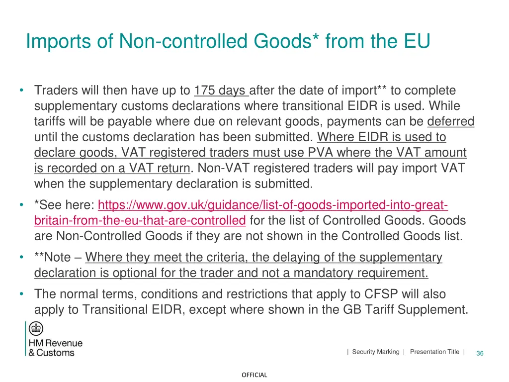 imports of non controlled goods from the eu 1