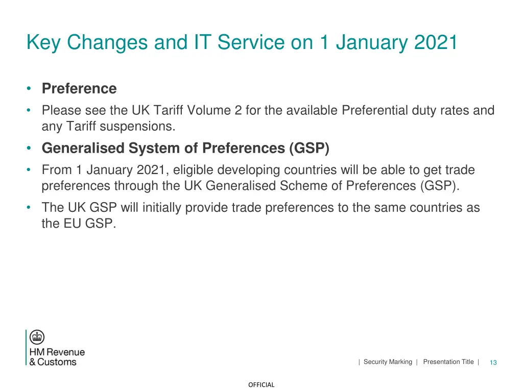 key changes and it service on 1 january 2021