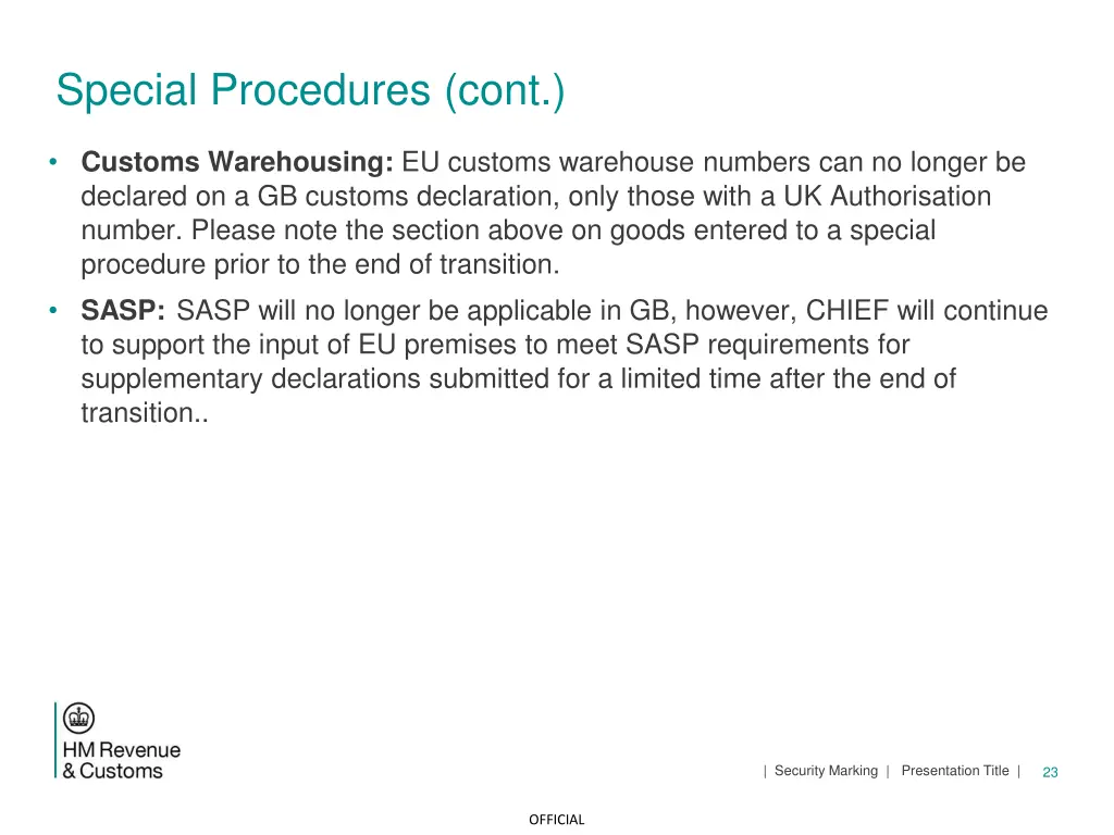 special procedures cont