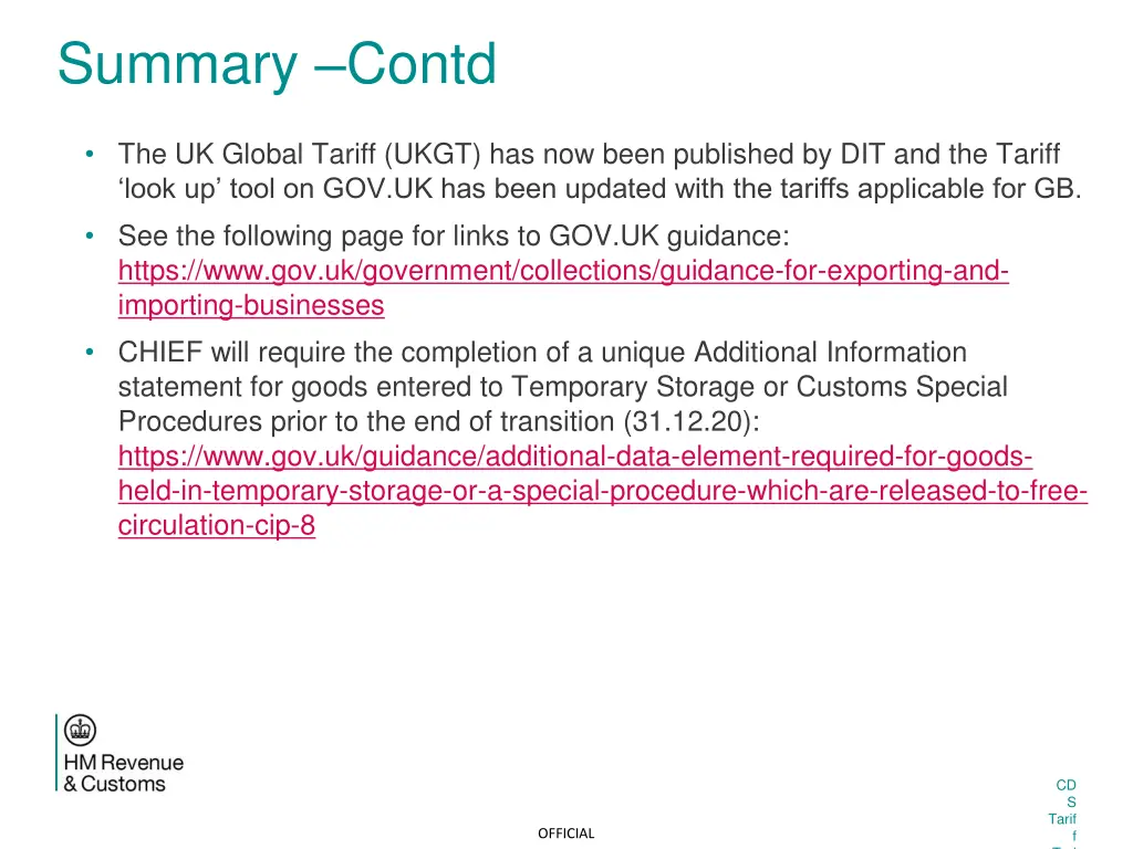 summary contd