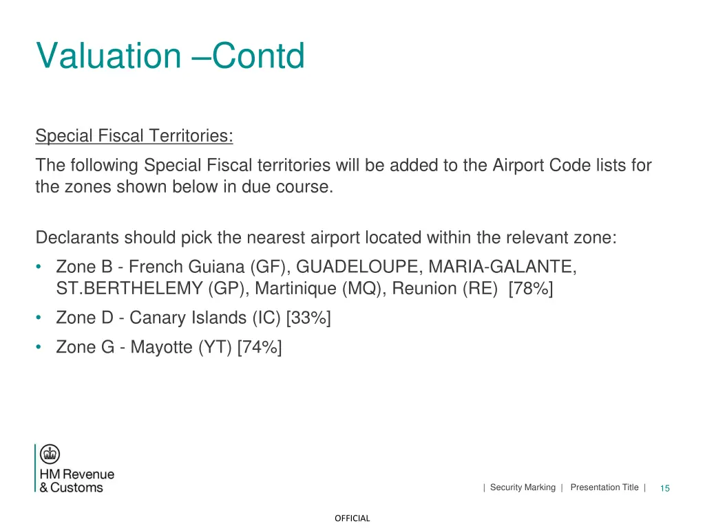 valuation contd