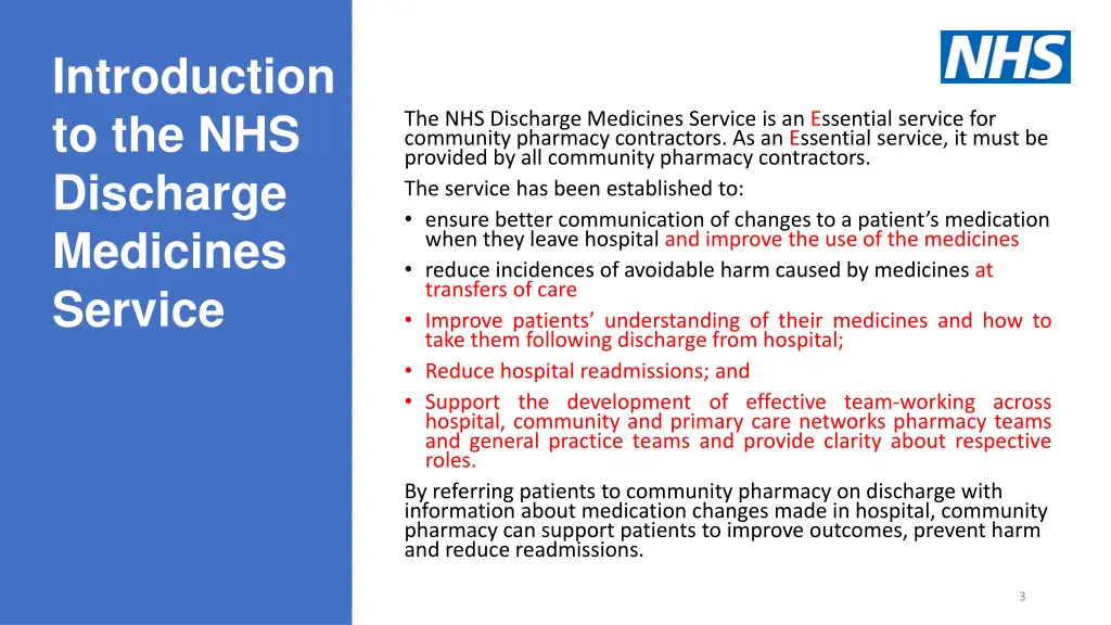 introduction to the nhs discharge medicines