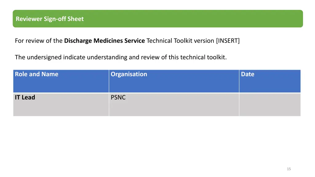 reviewer sign off sheet