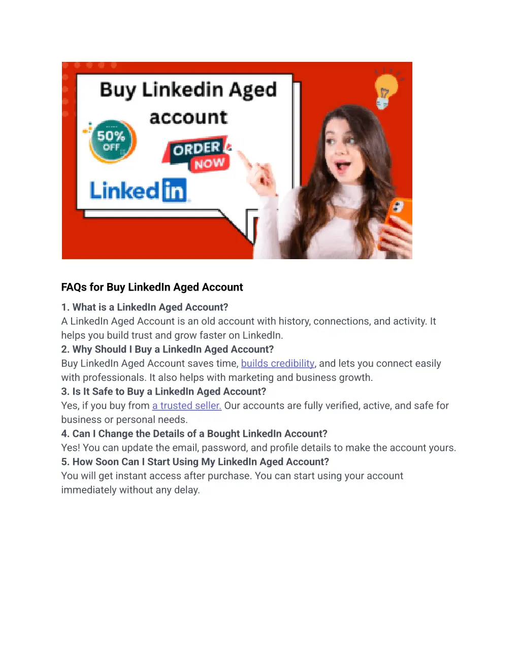 faqs for buy linkedin aged account