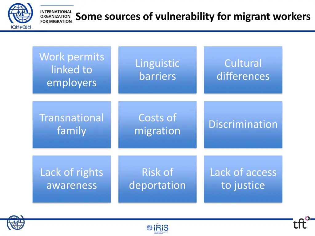 some sources of vulnerability for migrant workers