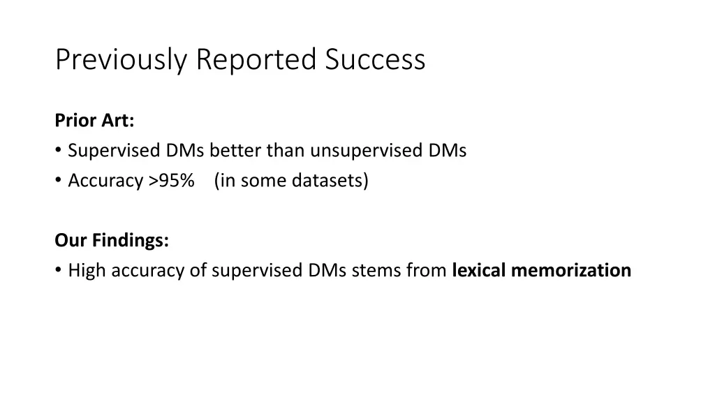 previously reported success