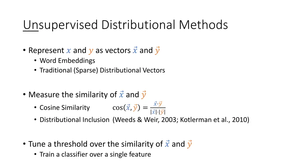 unsupervised distributional methods