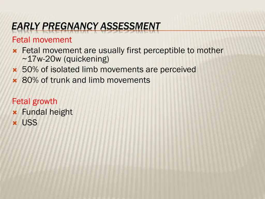 early pregnancy assessment fetal movement fetal
