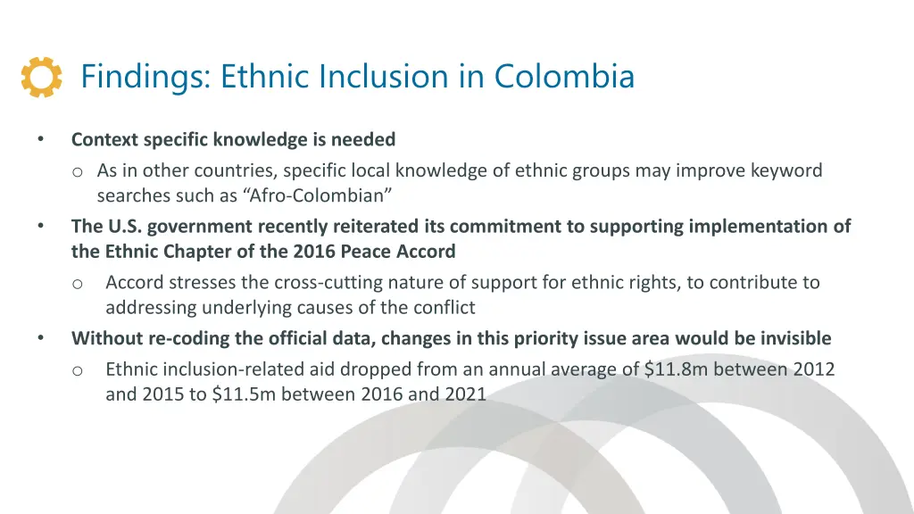 findings ethnic inclusion in colombia