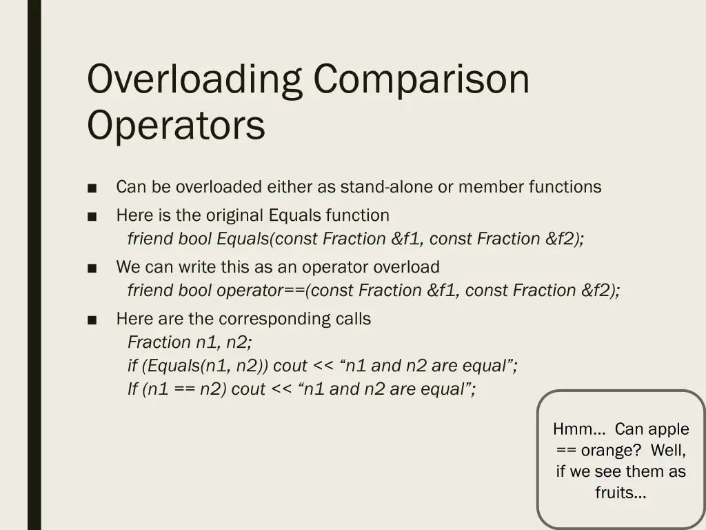 overloading comparison operators