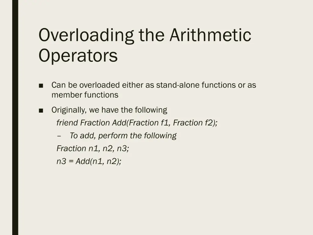 overloading the arithmetic operators