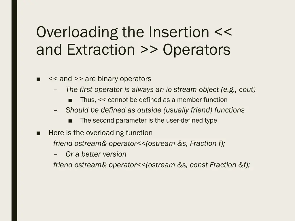 overloading the insertion and extraction operators 1
